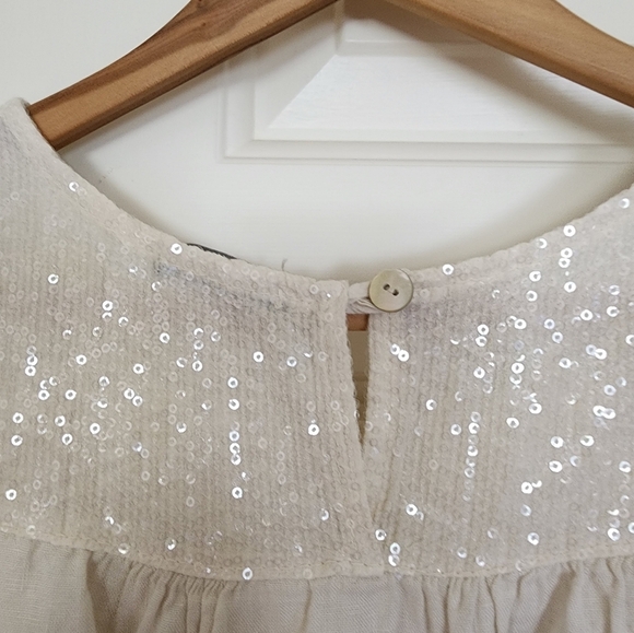 Lungo L'Arno Linen  Shift Dress Sequins Beach Resort Event Size Small - Picture 4 of 9